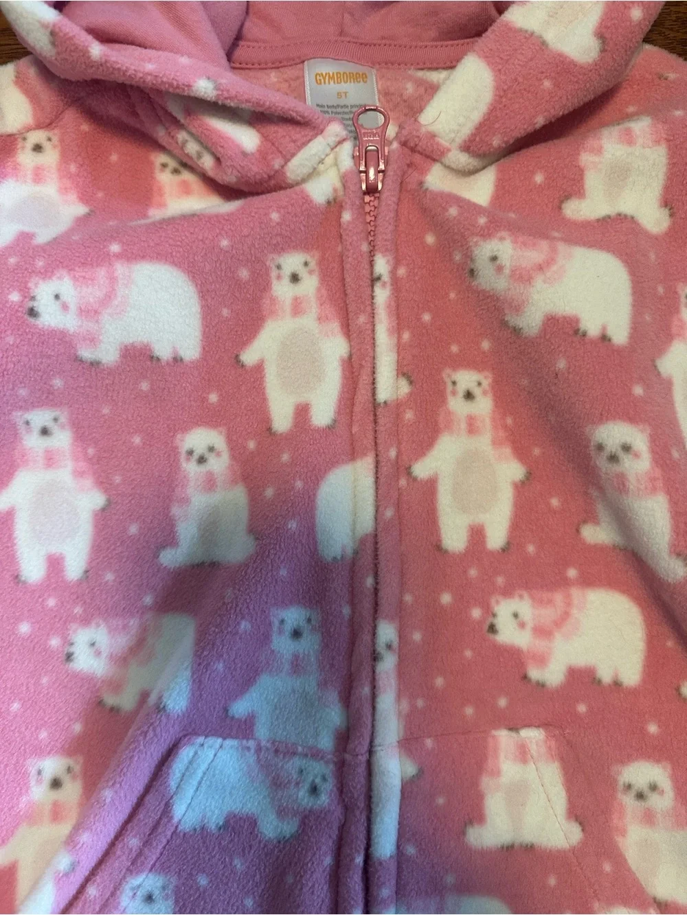 Gymboree Pink Polar Bear Hooded Fleece Zip Jacket